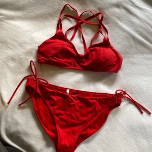 Athleta strappy bikini with side tie bottoms